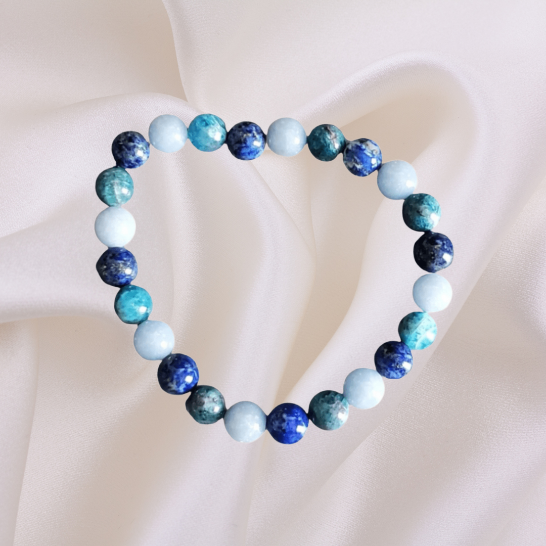 Angelite, Apatite & Lapis Lazuli Bracelet
