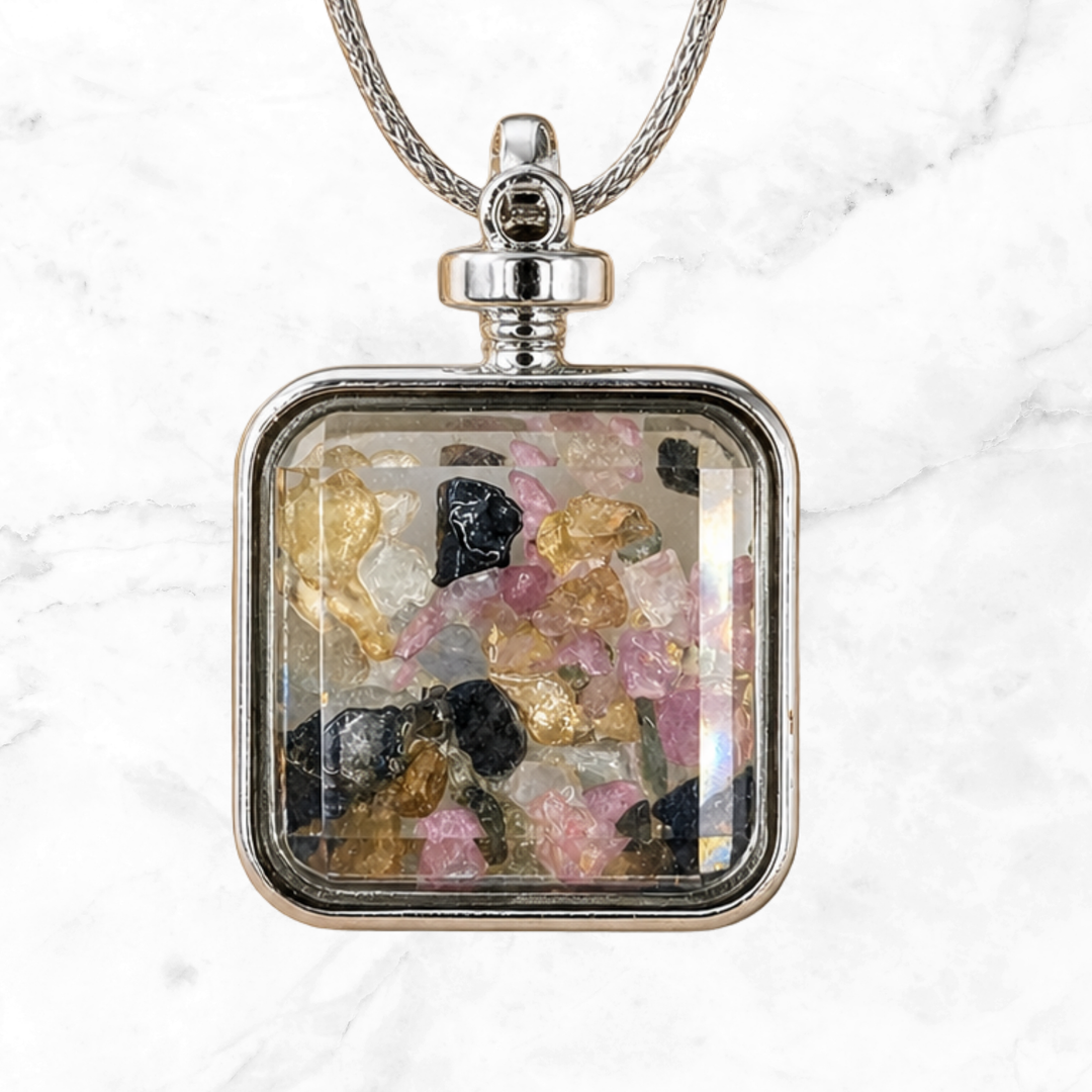 Rainbow Tourmaline Locket Necklace