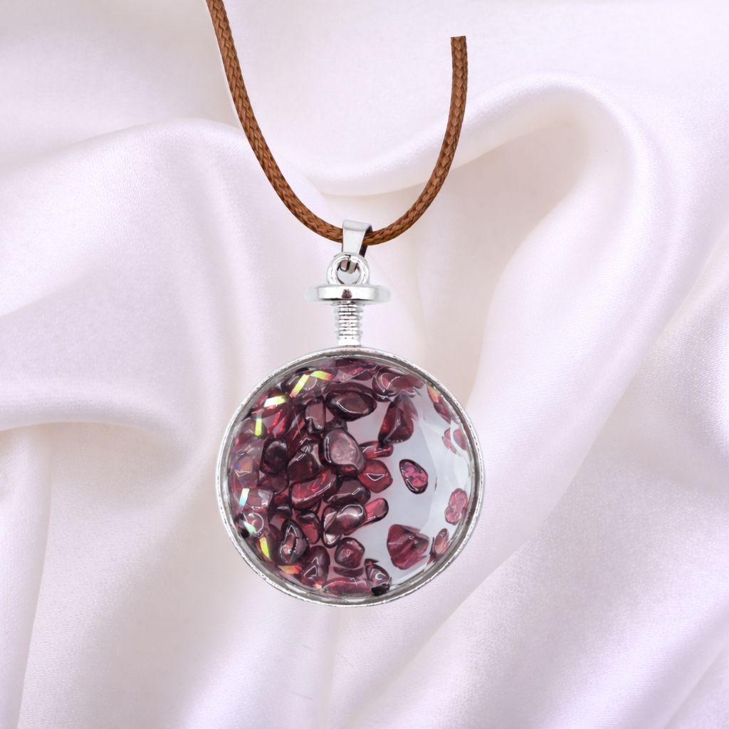 Garnet Locket Necklace