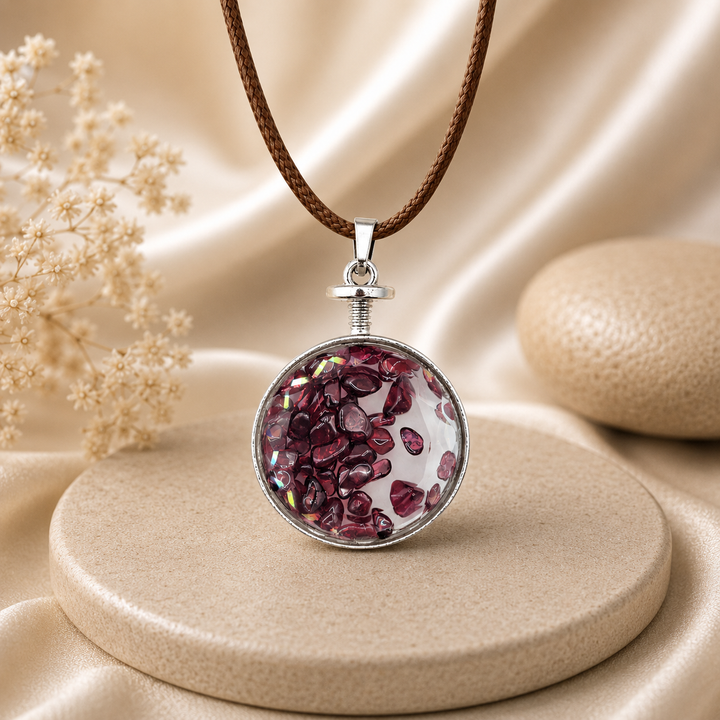 Garnet Locket Necklace