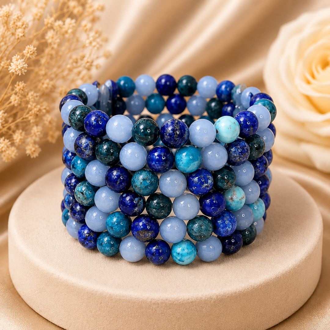 Angelite, Apatite & Lapis Lazuli Bracelet