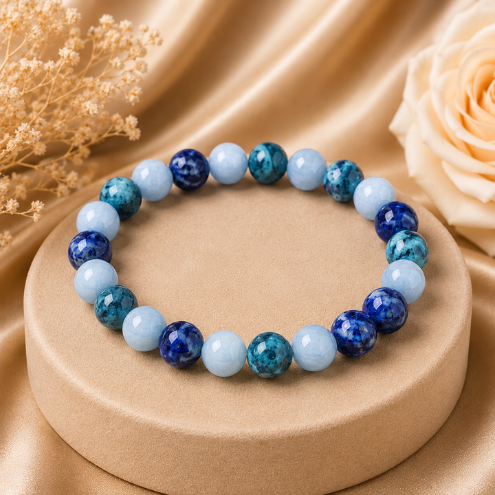 Angelite, Apatite & Lapis Lazuli Bracelet