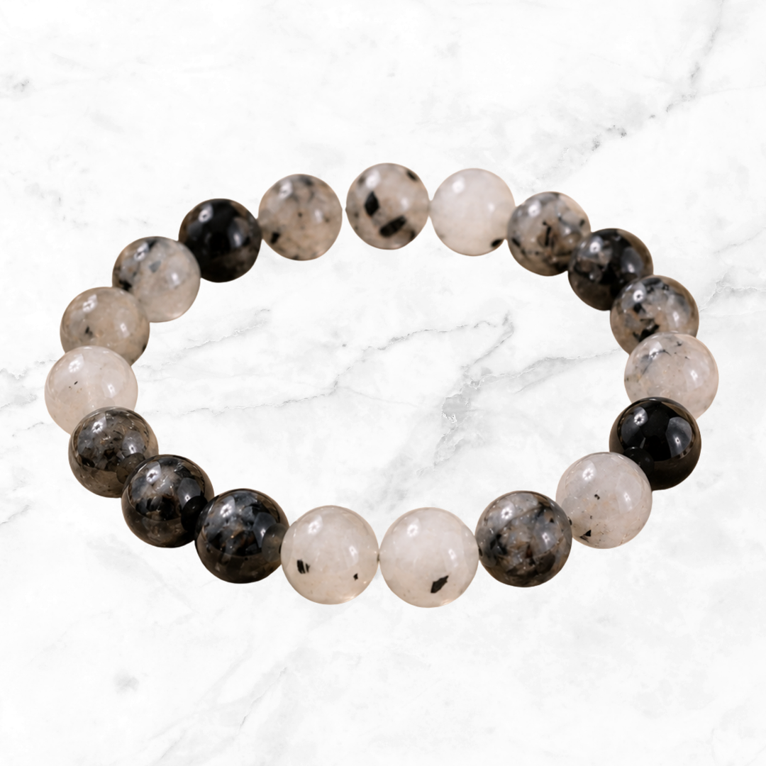 Clear Quartz and Black Tourmaline Bracelet