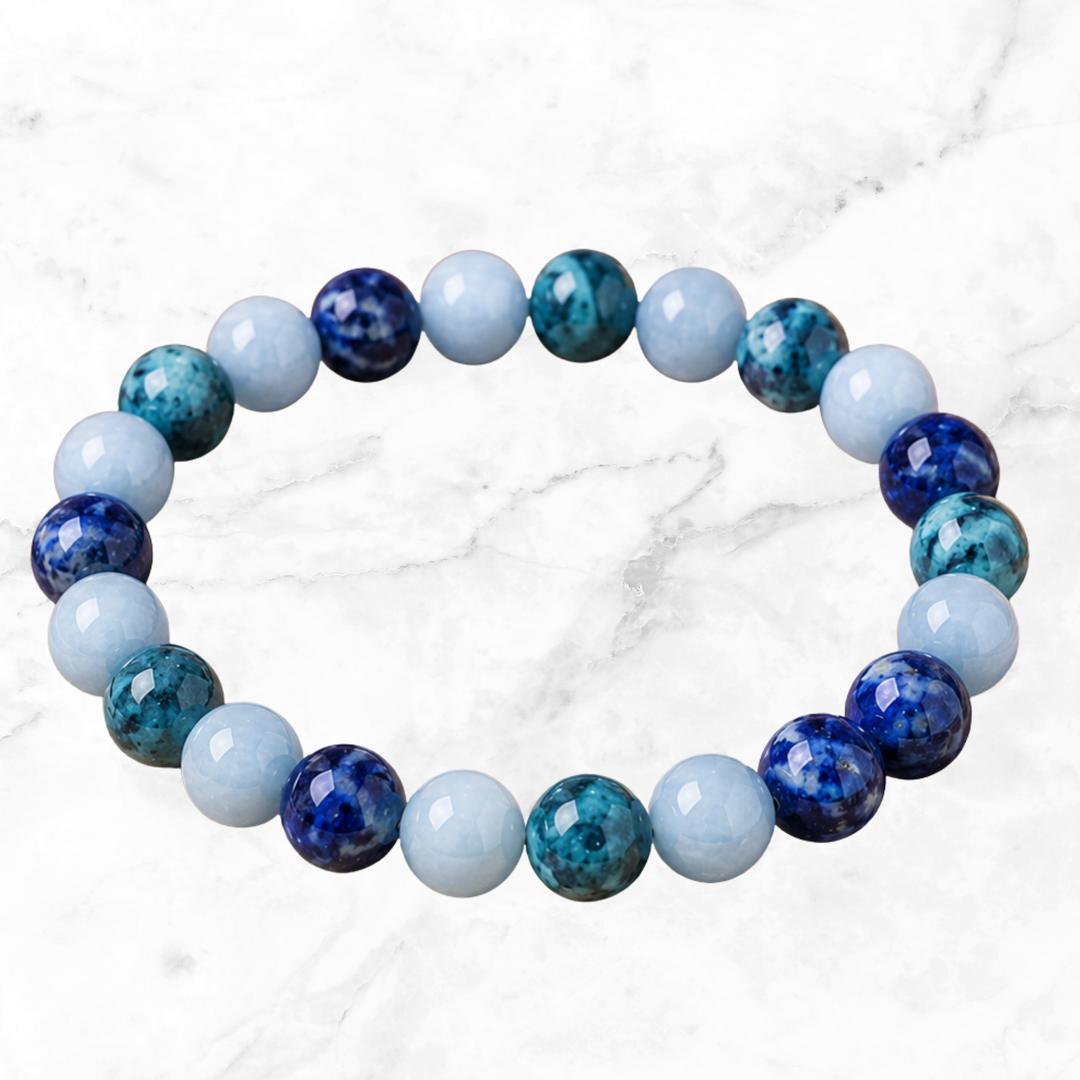 Angelite, Apatite & Lapis Lazuli Bracelet