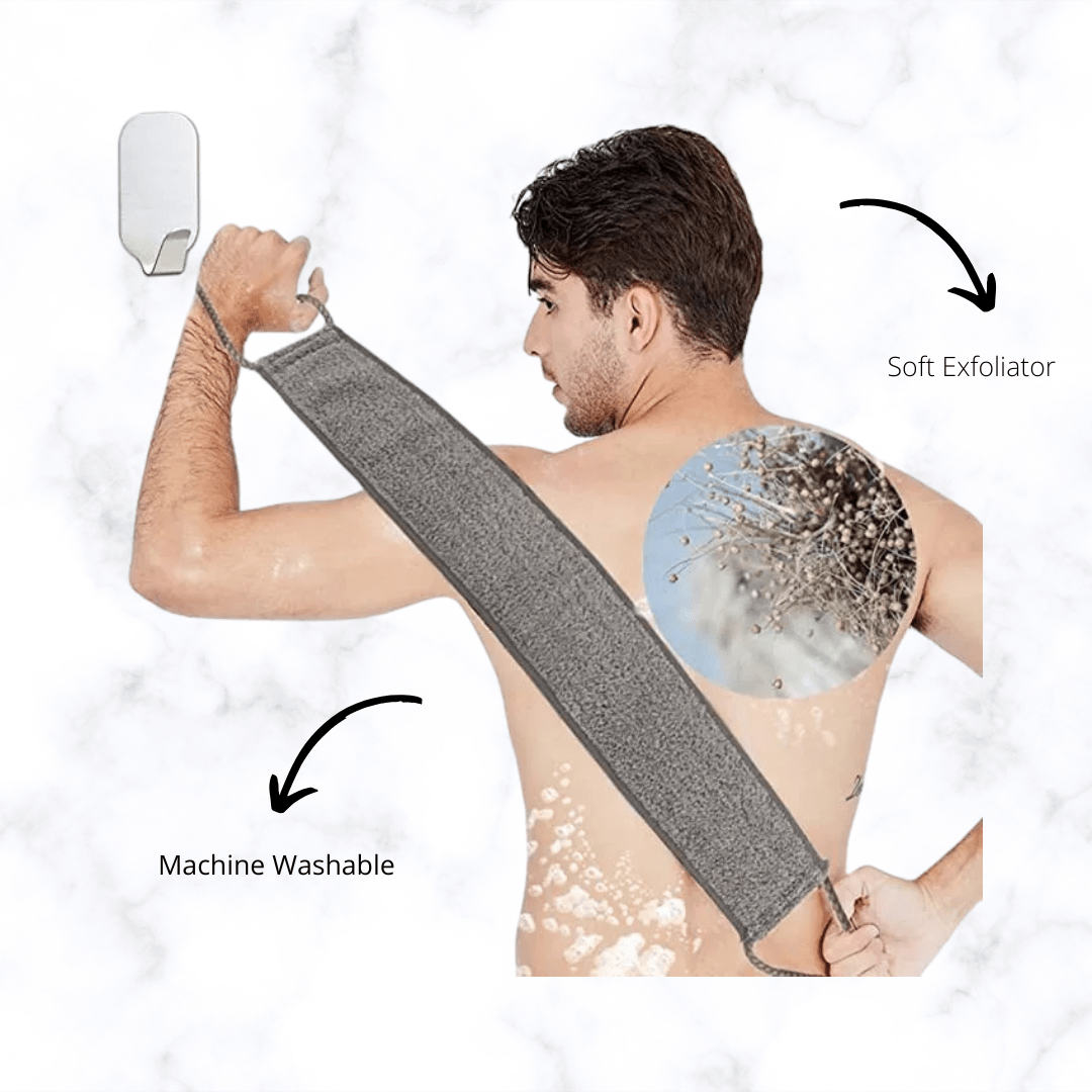 back sponge - Bamboo Sponge and Exfoliator Back Strap - The Lavish Essentials