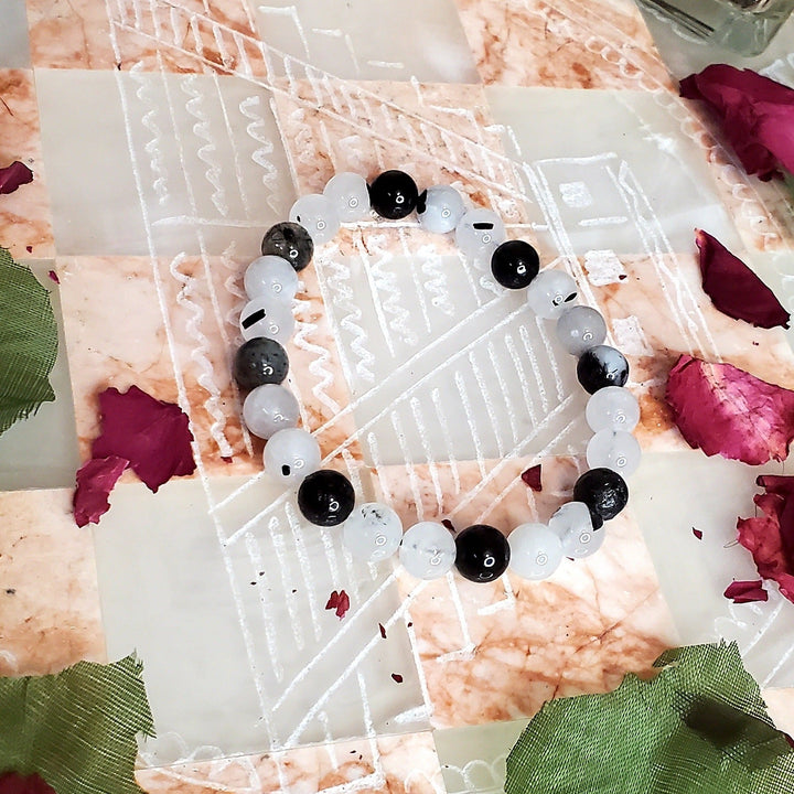 Bracelet - Clear Quartz and Black Tourmaline Bracelet - The Lavish Essentials