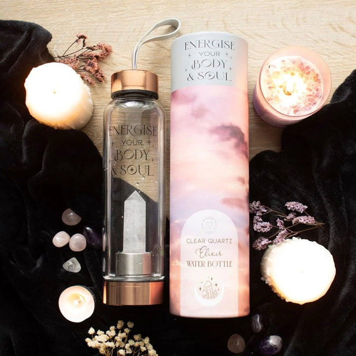 crystal/gemstone - Clear Quartz Water Bottle - The Lavish Essentials