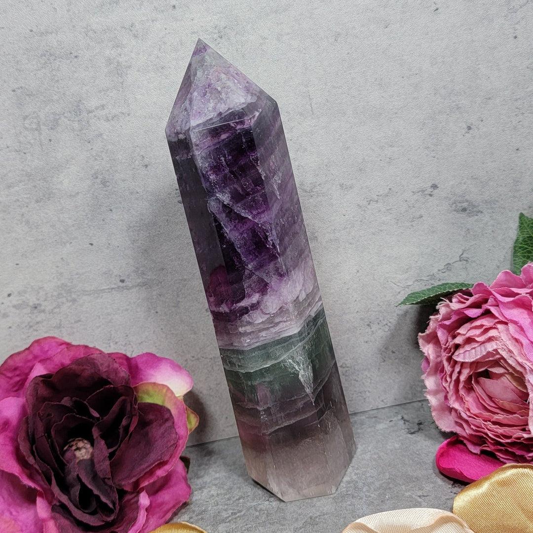 gemstone crystal - Rainbow Fluorite Tower - The Lavish Essentials